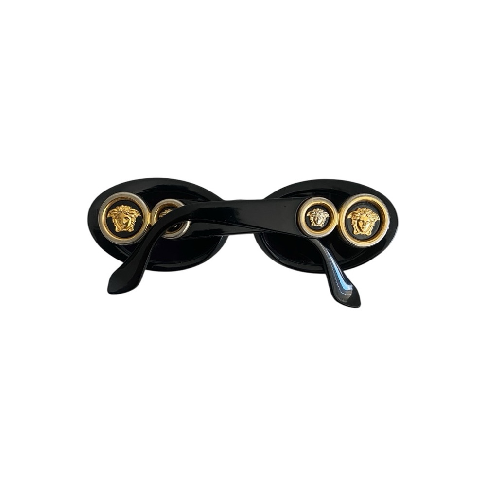 Vintage Rare 1990s Gianni Versace Gold Medusa Black Oval Sunglasses - Picture 5 of 12